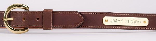 Traditional Brown water buffalo leather belt with solid brass buckle