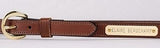1-inch Rich Brown bridle leather belt with riveted brass nameplate