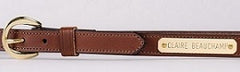 1-inch Rich Brown bridle leather belt with riveted brass nameplate
