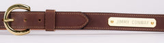 Traditional Brown water buffalo leather belt with solid brass buckle