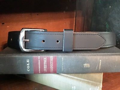 Charlie full grain leather belt in black water buffalo, polished silver buckle