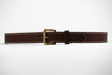 Haywood full grain leather belt, chocolate water buffalo, antique brass buckle