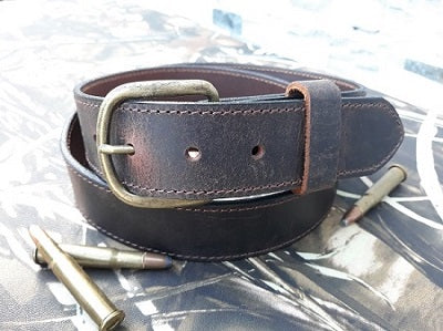 Haggen full grain leather belt, distressed water buffalo, antique brass buckle