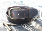 Haggen full grain leather belt, distressed water buffalo, antique brass buckle