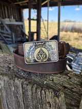 Ace of Spades full grain leather belt in distressed water buffalo