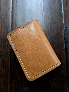 Buck brown harness leather front pocket wallet with hand-stitched edges
