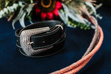 Clint full grain leather belt in black with ornate silver buckle