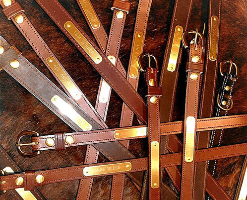 Assortment of handcrafted leather belts